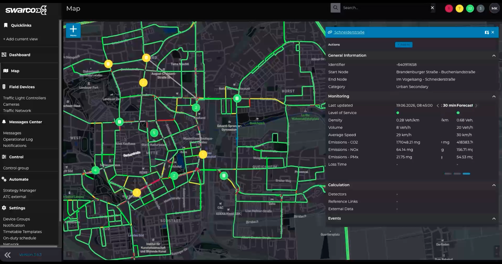 SWARCO ITS Digital Twin Software Dashboard